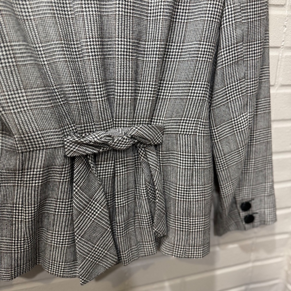 Valentino Miss V Vintage Blazer Glen Plaid Wool Italy Sz 12 Corporate Goth 90s - Picture 6 of 16
